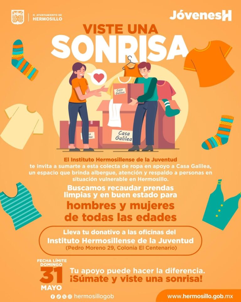 Inicia colecta solidaria “Viste una Sonrisa” en el Instituto Hermosillense de la Juventud Inicia colecta solidaria “Viste una Sonrisa” en el Instituto Hermosillense de la Juventud