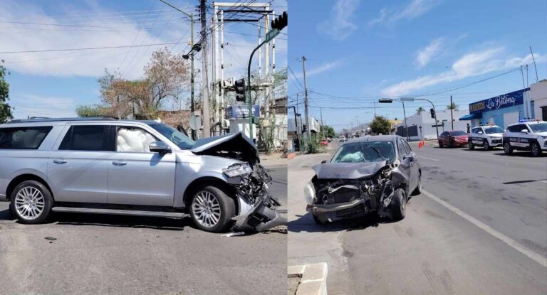 Dos accidentes simultáneos en Hermosillo dejan tres personas heridas