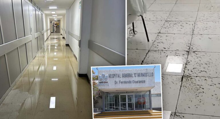 Filtraciones y charcos afectan al hospital ISSSTE en Hermosillo tras fuertes lluvias