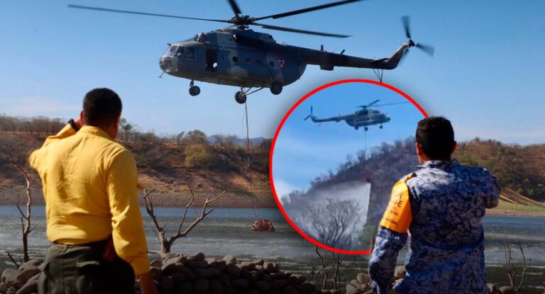 Controlan 70% del incendio forestal en la sierra de Sonora con apoyo de helicóptero militar