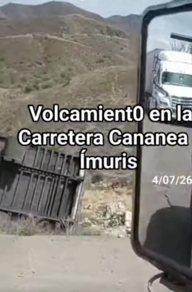 Volcadura de tractocamión en la carretera Imuris-Cananea genera afectaciones este sábado