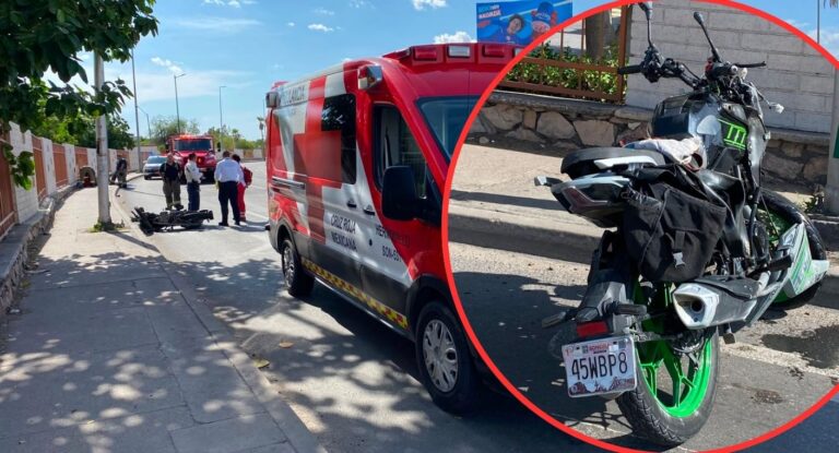Motociclista pierde el control y choca contra un poste en el bulevar Luis Encinas de Hermosillo