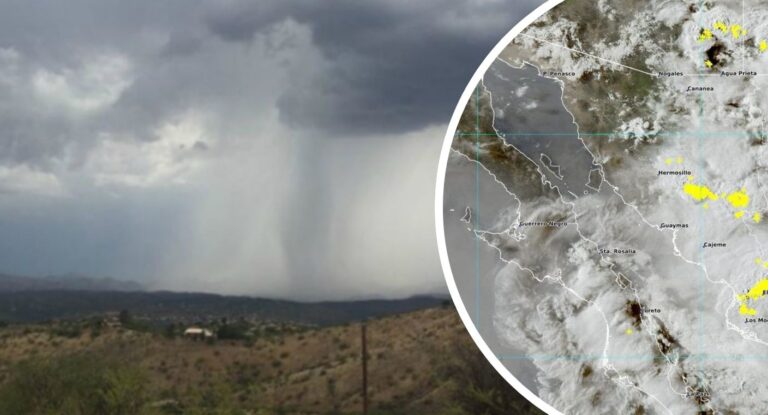 Tormenta avanza desde Yécora y provoca alertas por lluvias y granizo en el sur de Sonora