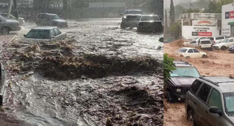 Autoridades alertan sobre riesgo de inundaciones en calles de Nogales por lluvias intensas