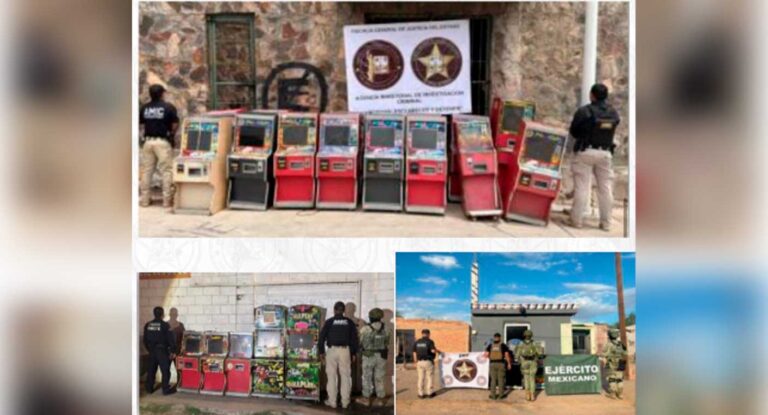 Aseguran 34 máquinas tragamonedas en Sonora en operativo contra crimen organizado