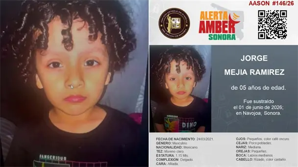 Activan Alerta Amber por sustracción de menor en Navojoa