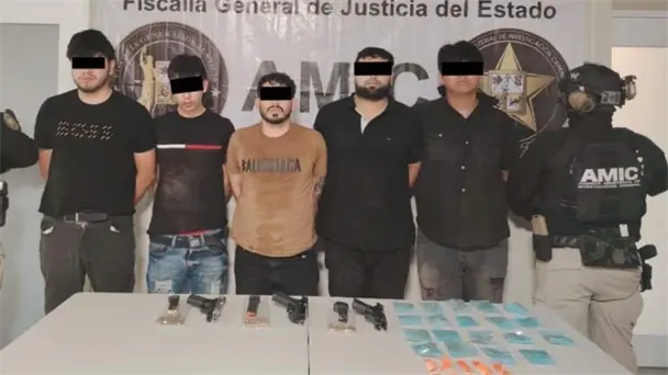 Detienen a cinco hombres con armas y droga en Casa Bonita Residencial, Hermosillo