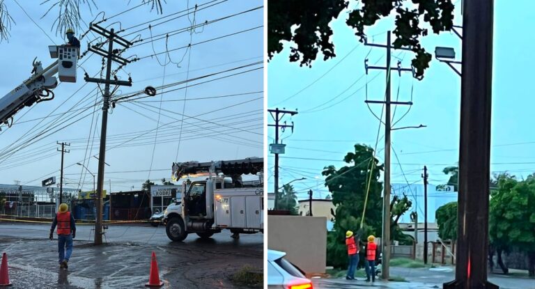 CFE restablece electricidad al 62% de usuarios afectados por tormenta en Cajeme