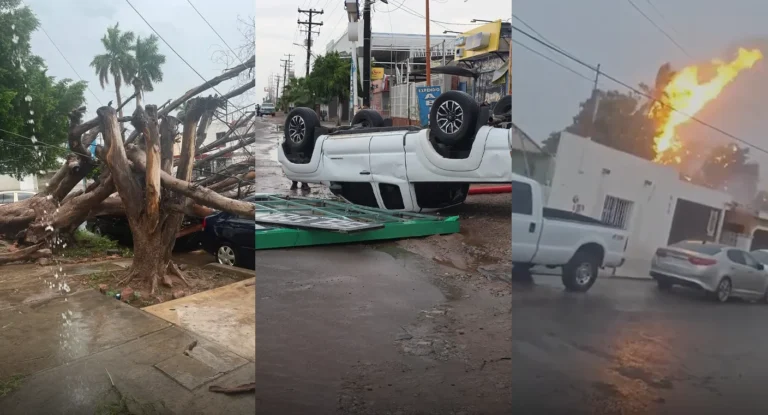 Tormenta en Ciudad Obregón deja árboles caídos, inundaciones y apagones