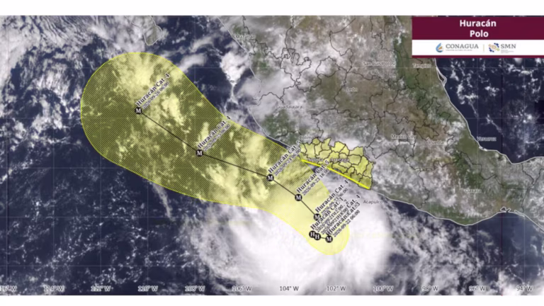 Huracán Polo se intensifica a categoría 1 frente a costas del Pacífico mexicano