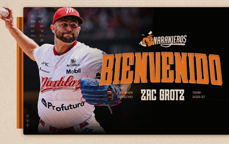 Zac Grotz se une a Naranjeros de Hermosillo para la temporada 2026-2027