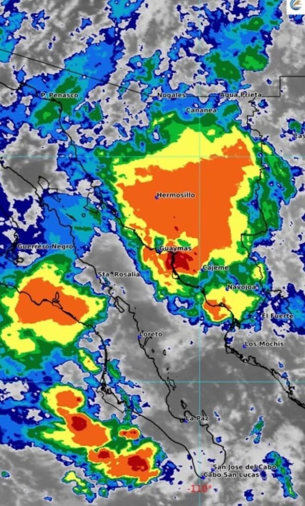 Lluvia intensa afecta esta noche al municipio de Bácum, emiten recomendaciones