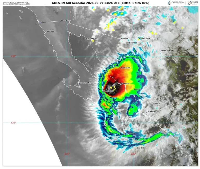 Huracán Polo toca tierra en Guaymas y avanza hacia Hermosillo