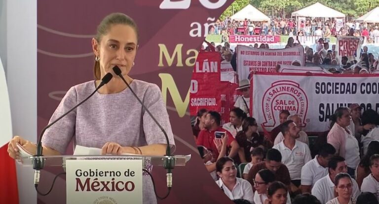 Claudia Sheinbaum acusa a manifestantes de pertenecer al PRIAN durante su informe en Colima