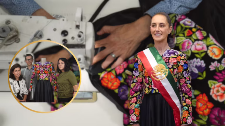 Elvis Guerra, artesana muxe de Juchitán, bordó el vestido presidencial del Grito 2026