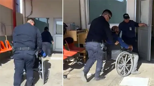 Policías auxilian a hombre con golpe de calor en Miguel Alemán