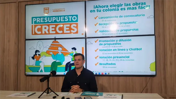 Ayuntamiento de Hermosillo lanza convocatoria para Presupuesto Creces 2026 con 100 mdp