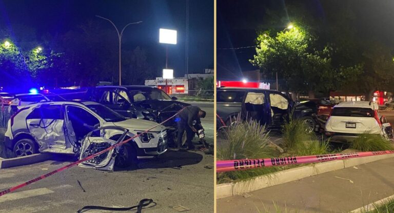 Choque entre camioneta Lincoln y Kia moviliza a cuerpos de emergencia en Hermosillo